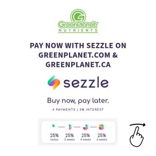 At GreenPlanet Nutrients, we're pleased to announce that Sezzle, a convenient payment option, is now seamlessly integrated into our payment system.

With Sezzle, you have the flexibility to split your purchases into four manageable payments spread over six weeks, all at 0% interest. This means you can get the products you need without shouldering the entire financial burden upfront.

Swipe right to see how easy it is in 4 simple steps!

#greenplanetnutrients #mygreenplanet #gpgrown #greenplanet #nutrients #clean #conscious #canadian #fertilizer #yields #garden #gardening #grow #growers #indoorgarden #outdoorgarden #hydroponics #quality #craft #innovation #hobby #commercial #community #purity #harvest